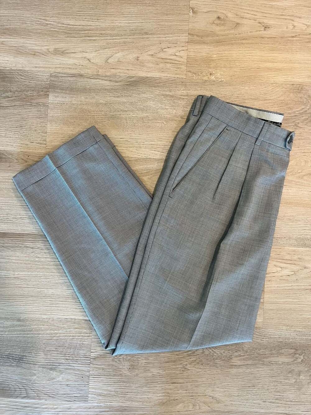 Angelico, Made in Italy,100% Wool Gray Pleated Cuffed Dress Pants,Elevated,35x28